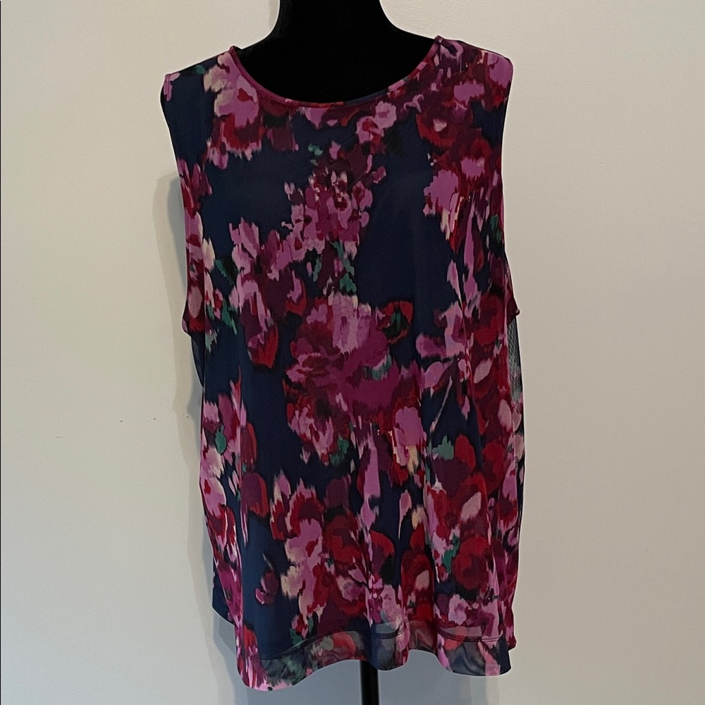 Investments Floral Sleeveless Top - Pink and Blue